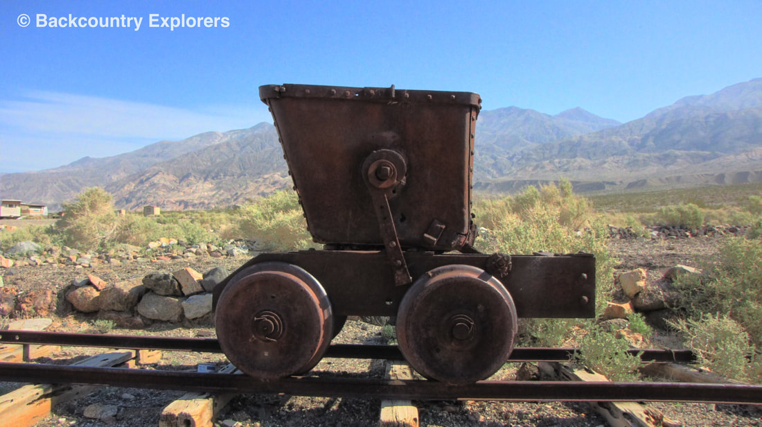 Mining ore car on section of track