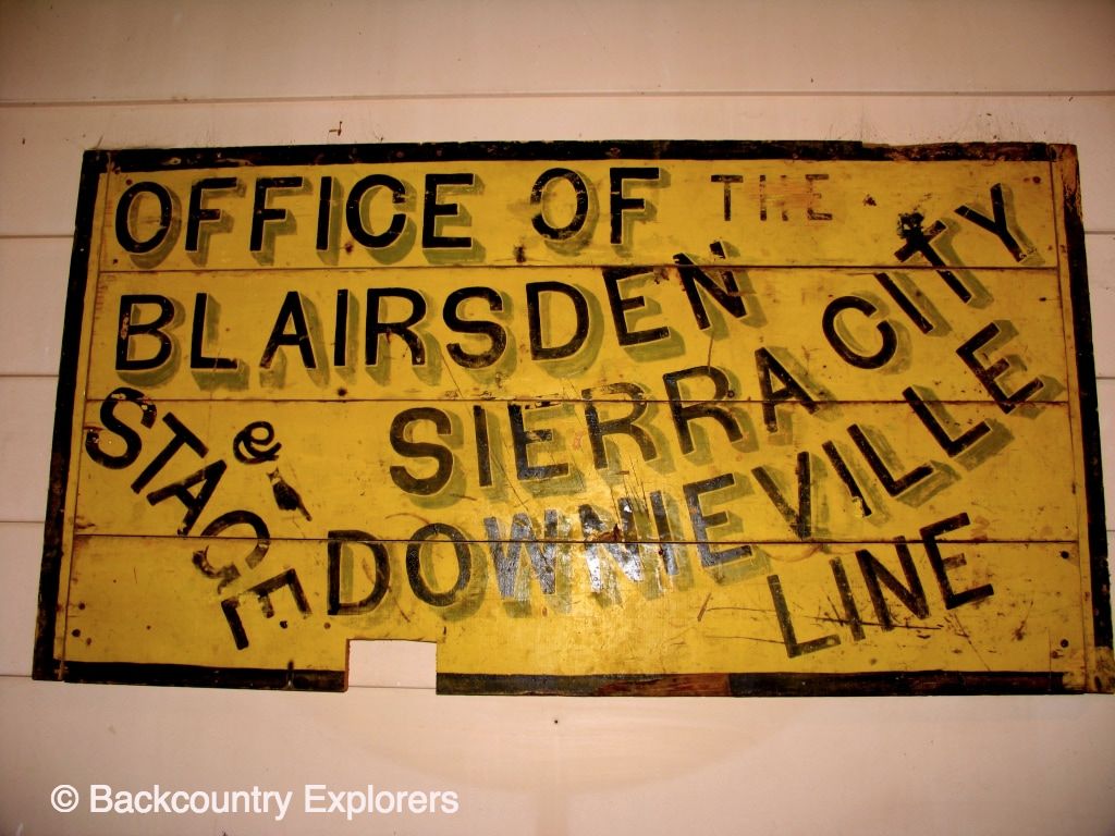 Old stage sign for the Blairsden stage line