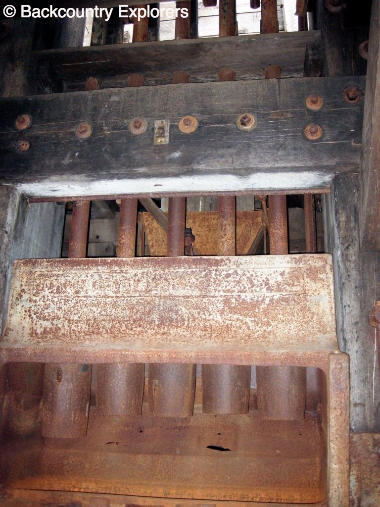 five stamp mill located inside the mill building